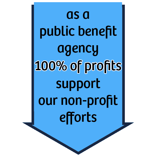 100% of our profits are used to support our non-profit efforts.